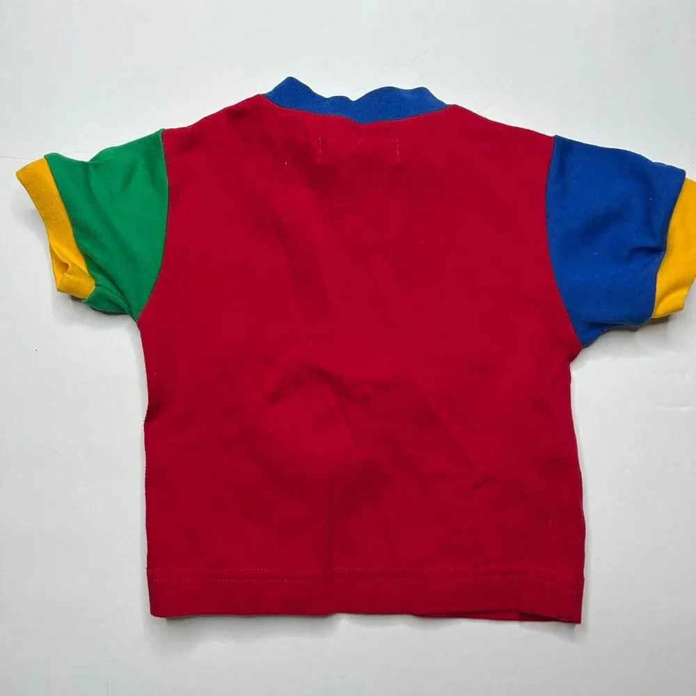 vintage 90s 1990s retro aesthetic Gymboree red and blue construction shirt